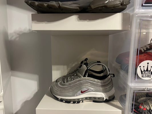 "Nike Air Max 97 - Metallix silver with varsity red tick (OG Silver Bullet (2022))	UK 4.5